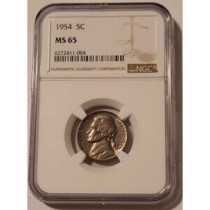 1954 Jefferson Nickel MS65 NGC Toning